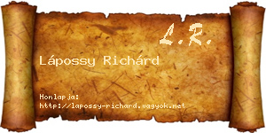 Lápossy Richárd névjegykártya